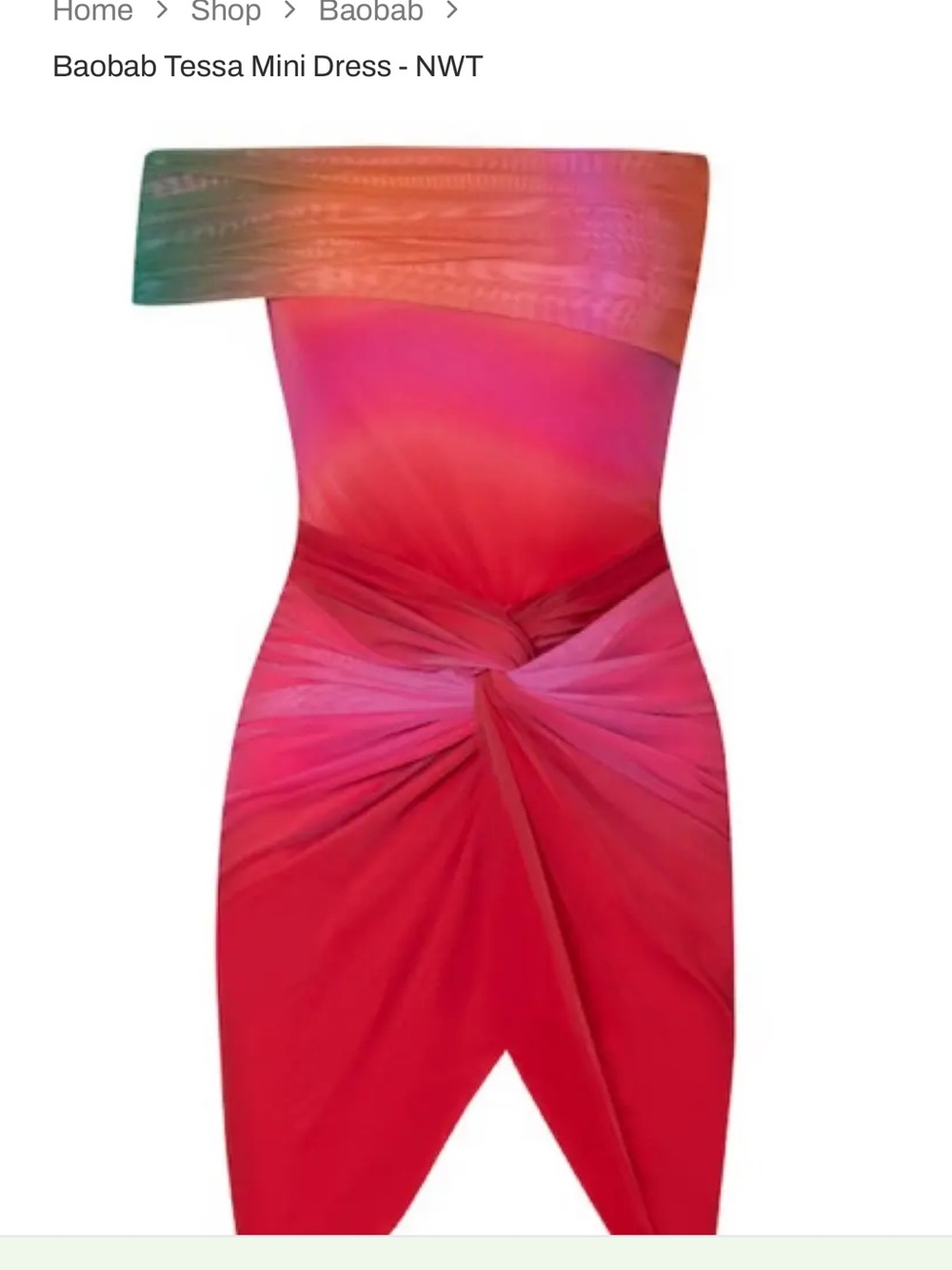 Baobab Collection One-Shoulder Twist Mini Dress in Pink and Red